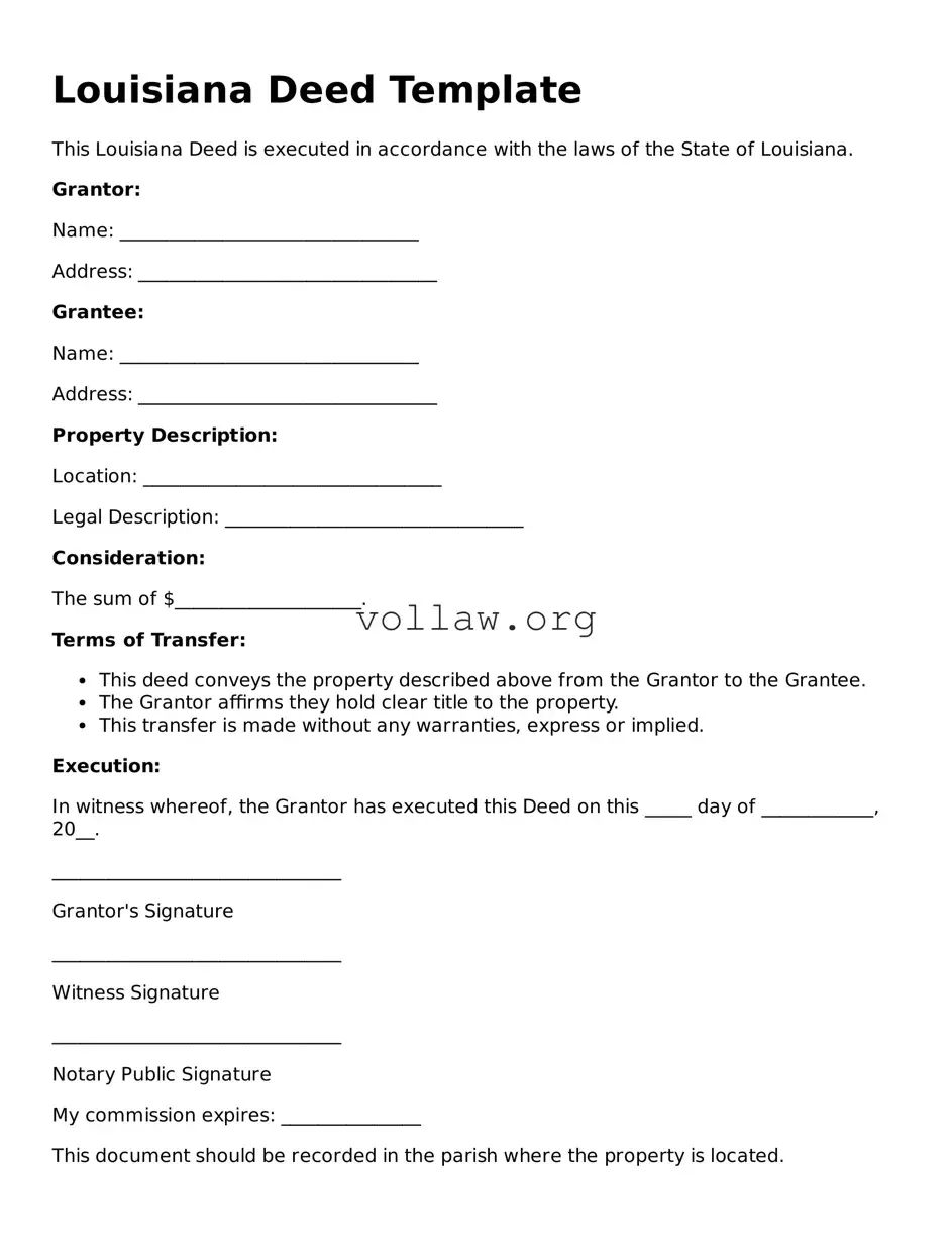 Attorney-Verified  Deed Form for Louisiana