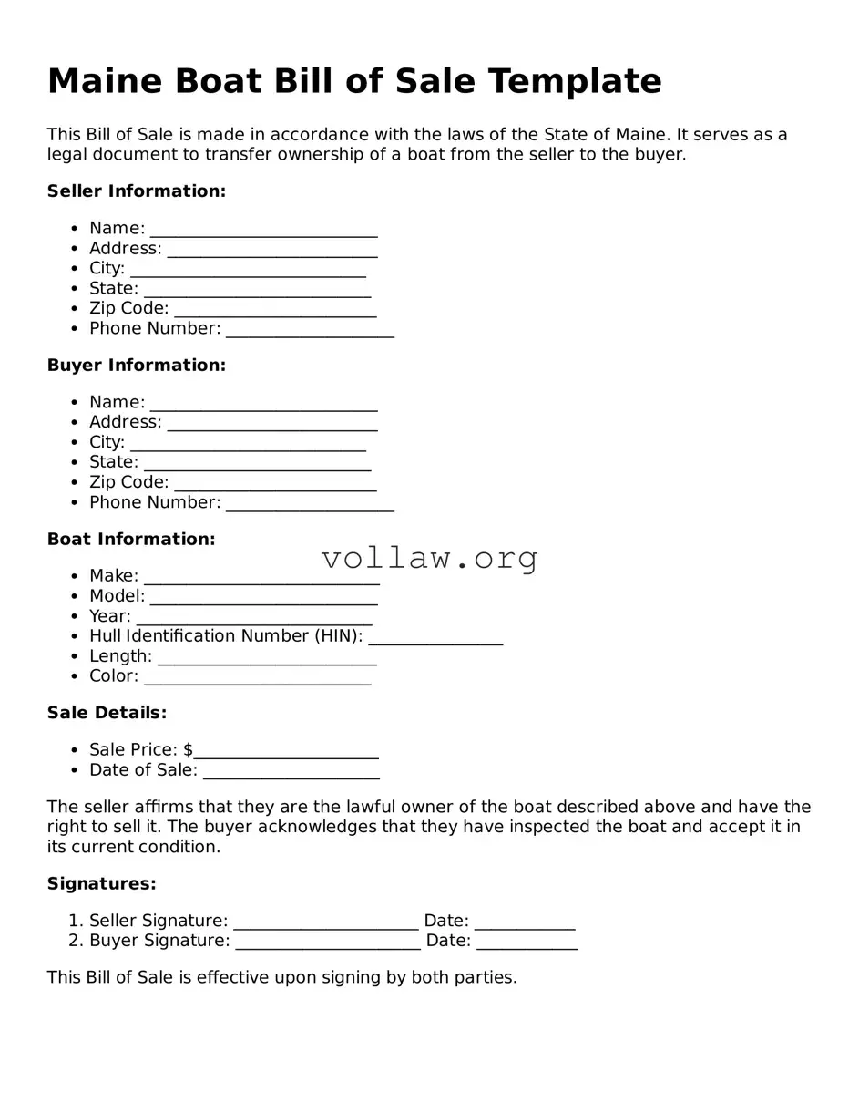 Attorney-Verified  Boat Bill of Sale Form for Maine