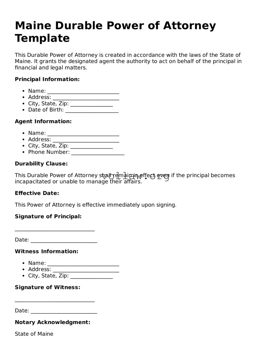 Attorney-Verified  Durable Power of Attorney Form for Maine