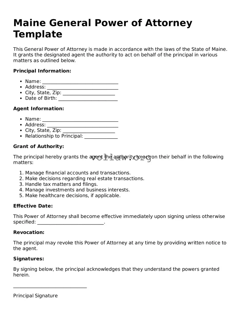 Attorney-Verified  General Power of Attorney Form for Maine