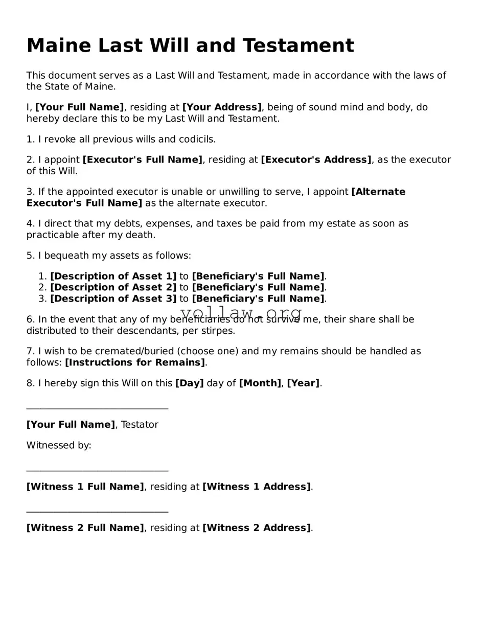Attorney-Verified  Last Will and Testament Form for Maine