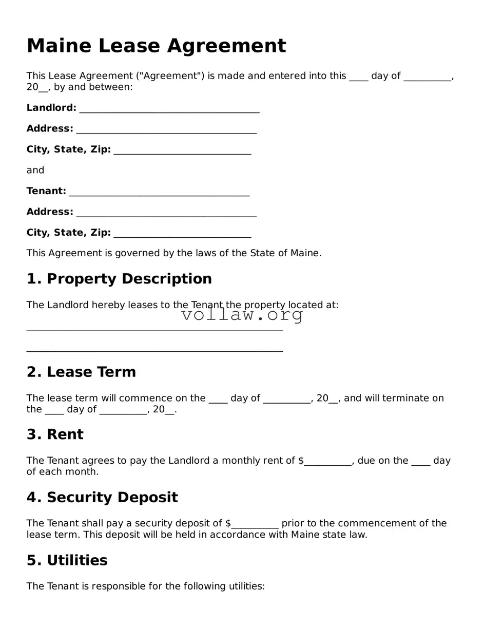 Attorney-Verified  Lease Agreement Form for Maine