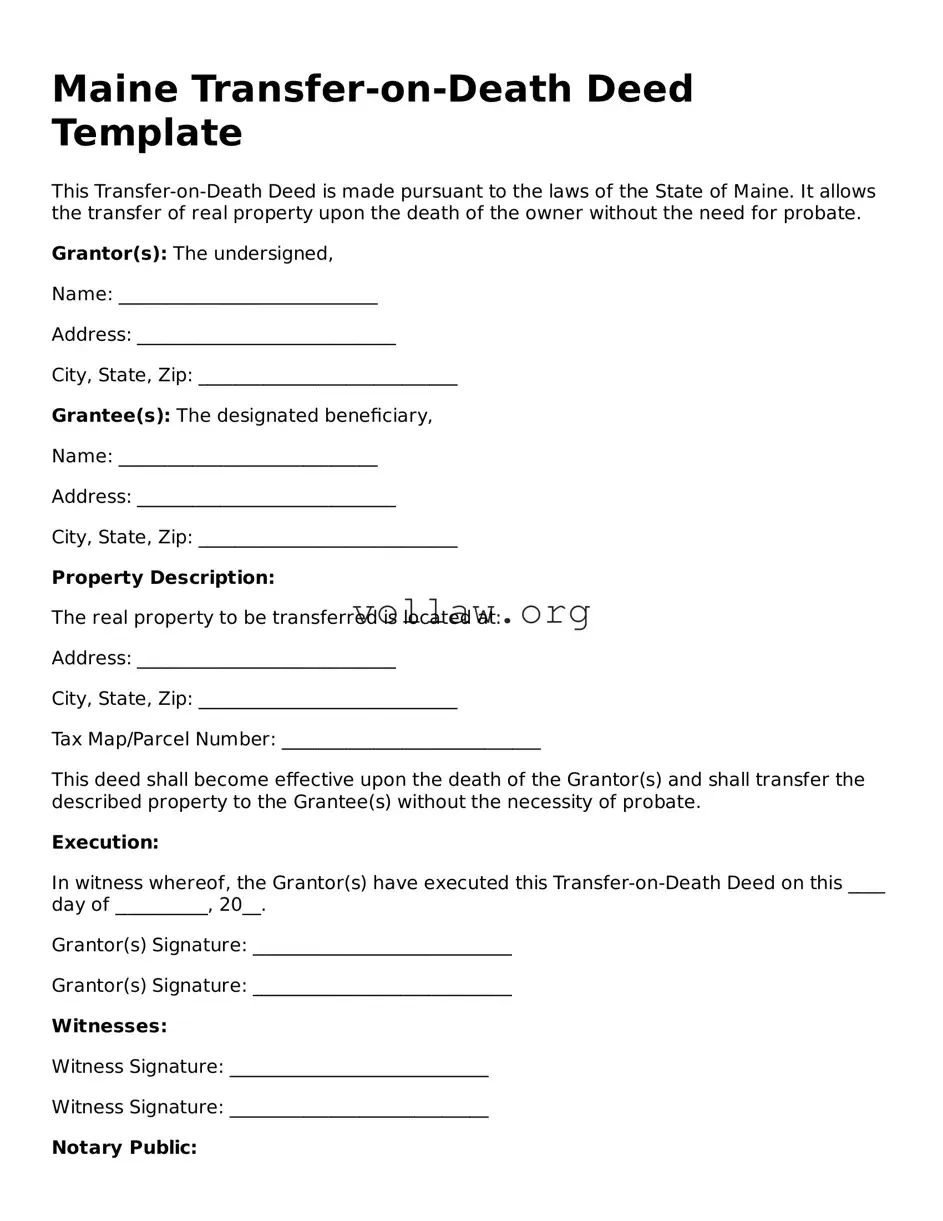 Attorney-Verified  Transfer-on-Death Deed Form for Maine