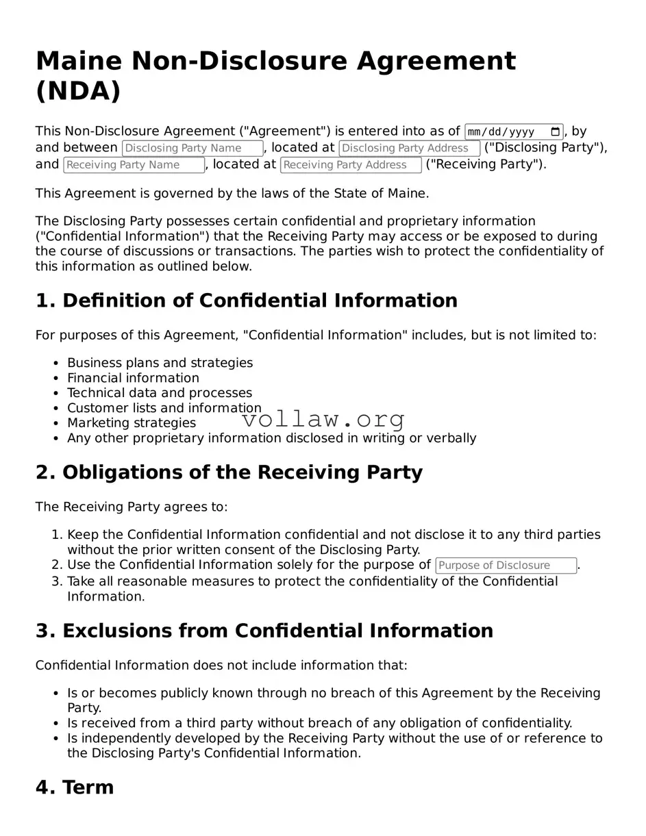Attorney-Verified  Non-disclosure Agreement Form for Maine
