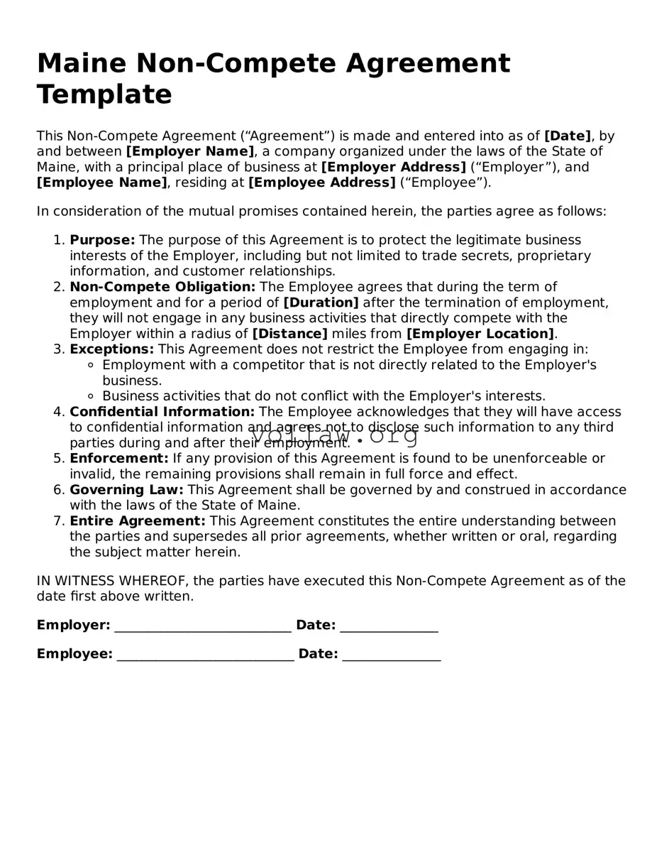 Attorney-Verified  Non-compete Agreement Form for Maine