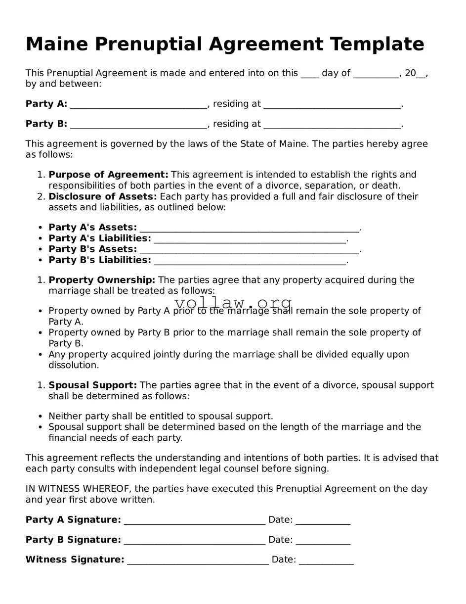 Attorney-Verified  Prenuptial Agreement Form for Maine