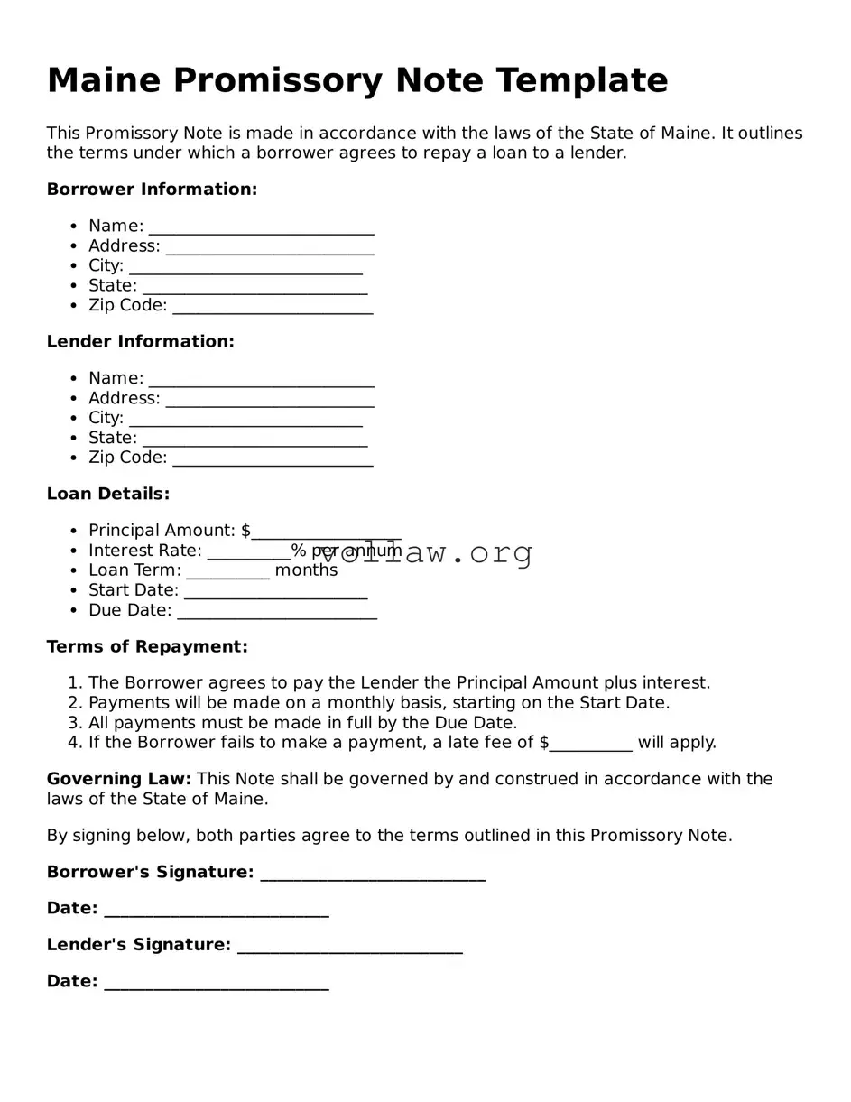 Attorney-Verified  Promissory Note Form for Maine