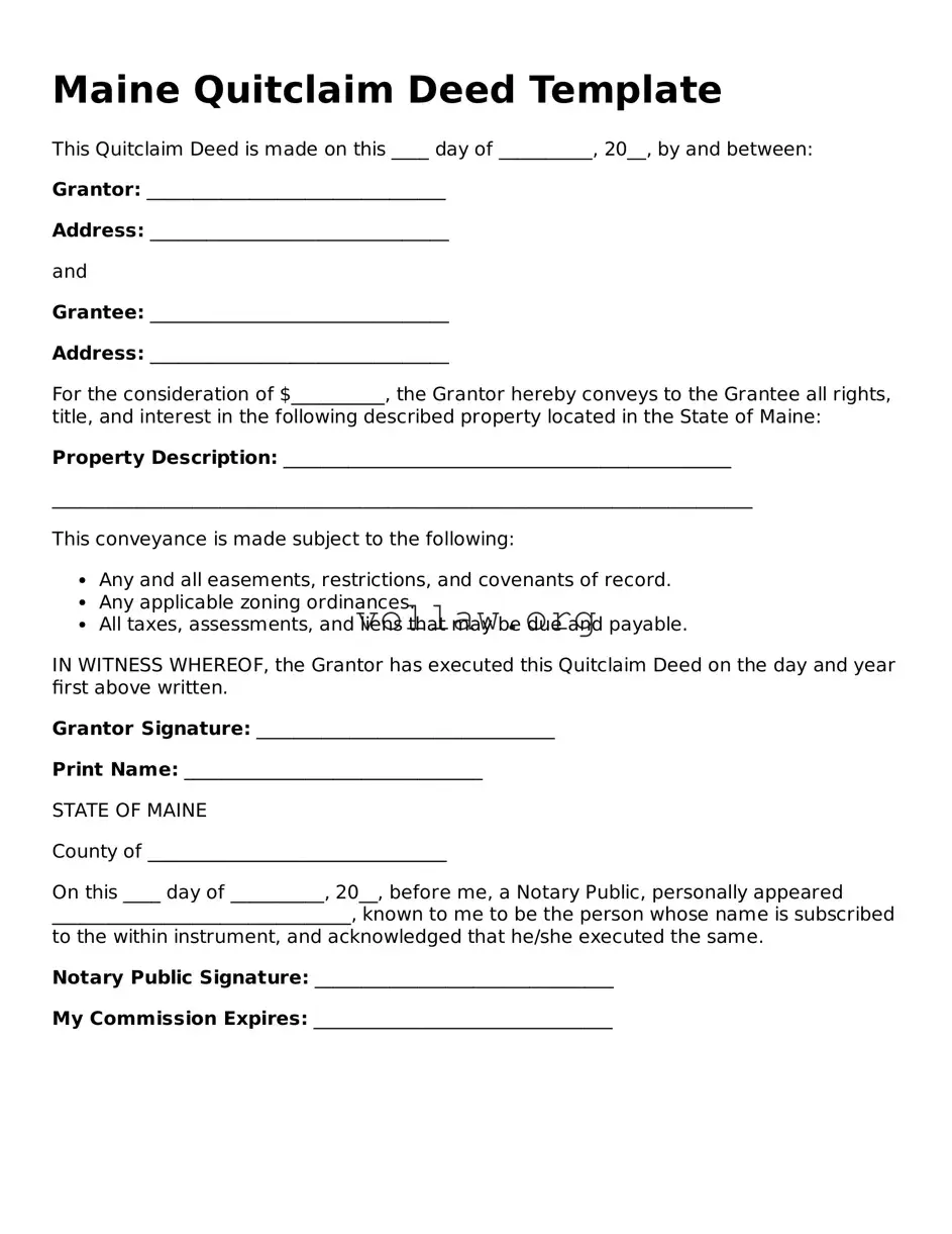 Attorney-Verified  Quitclaim Deed Form for Maine