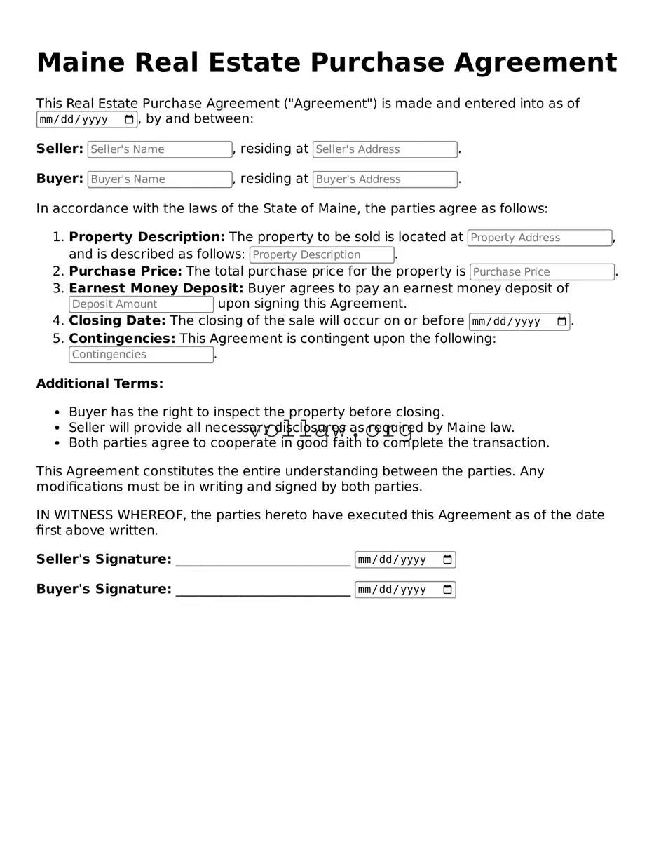 Attorney-Verified  Real Estate Purchase Agreement Form for Maine