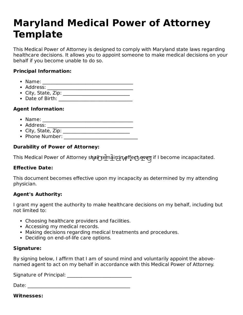 Attorney-Verified  Medical Power of Attorney Form for Maryland