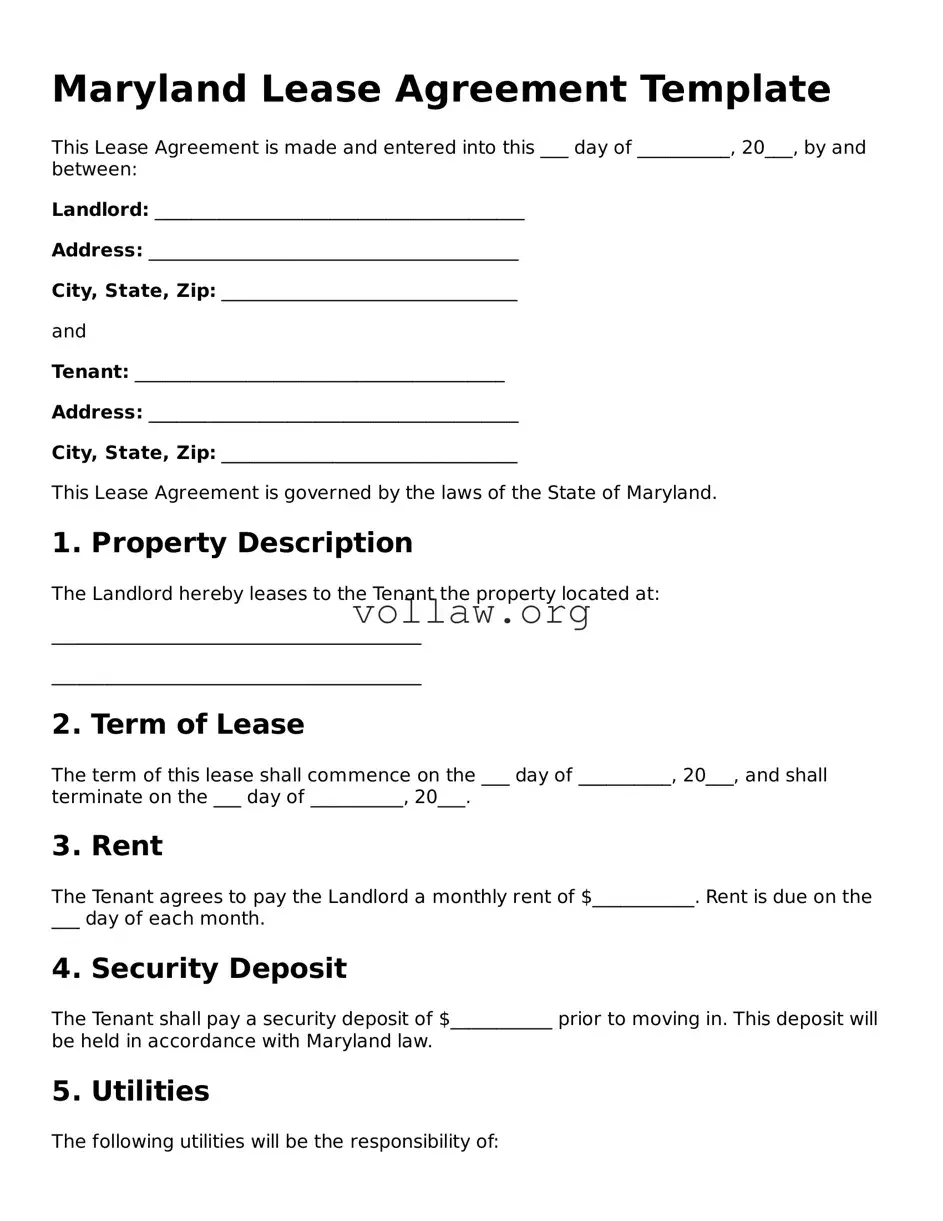 Attorney-Verified  Lease Agreement Form for Maryland