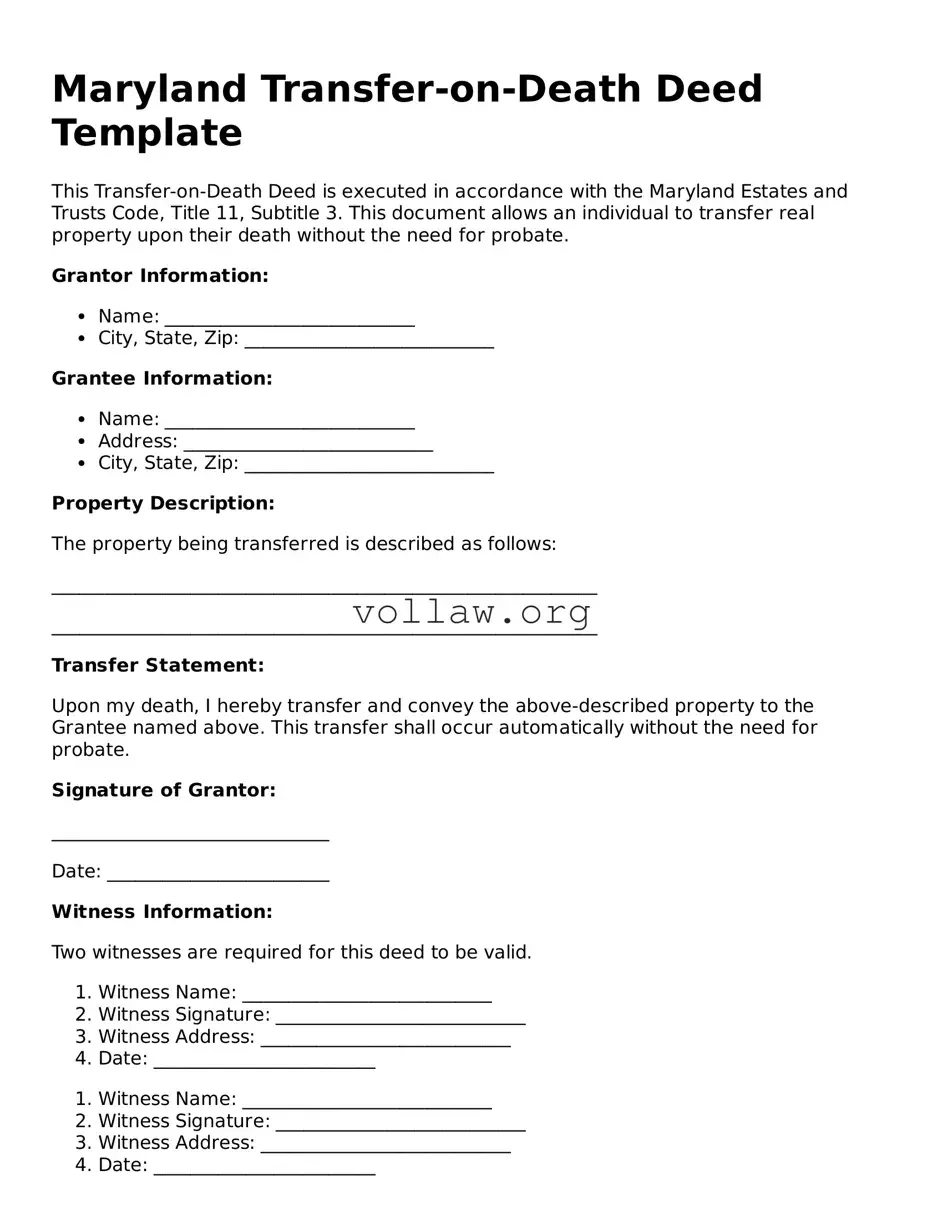 Attorney-Verified  Transfer-on-Death Deed Form for Maryland
