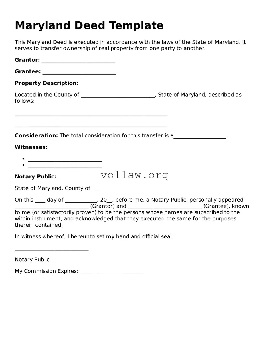Attorney-Verified  Deed Form for Maryland