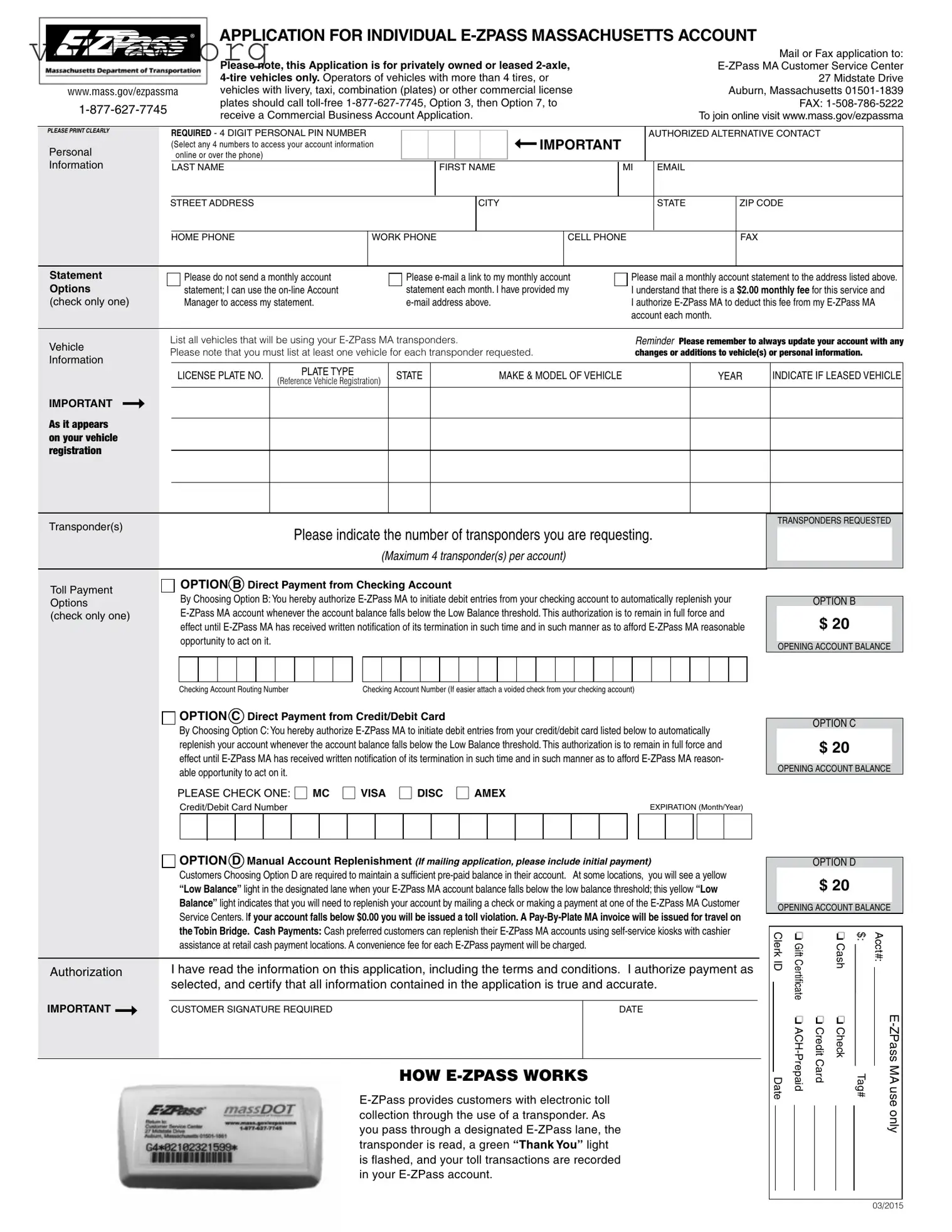 E Zpass Ma Application Template