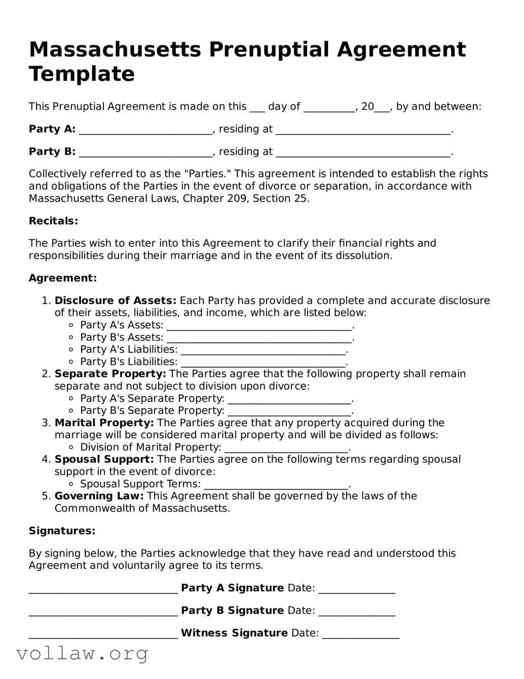 Attorney-Verified  Prenuptial Agreement Form for Massachusetts
