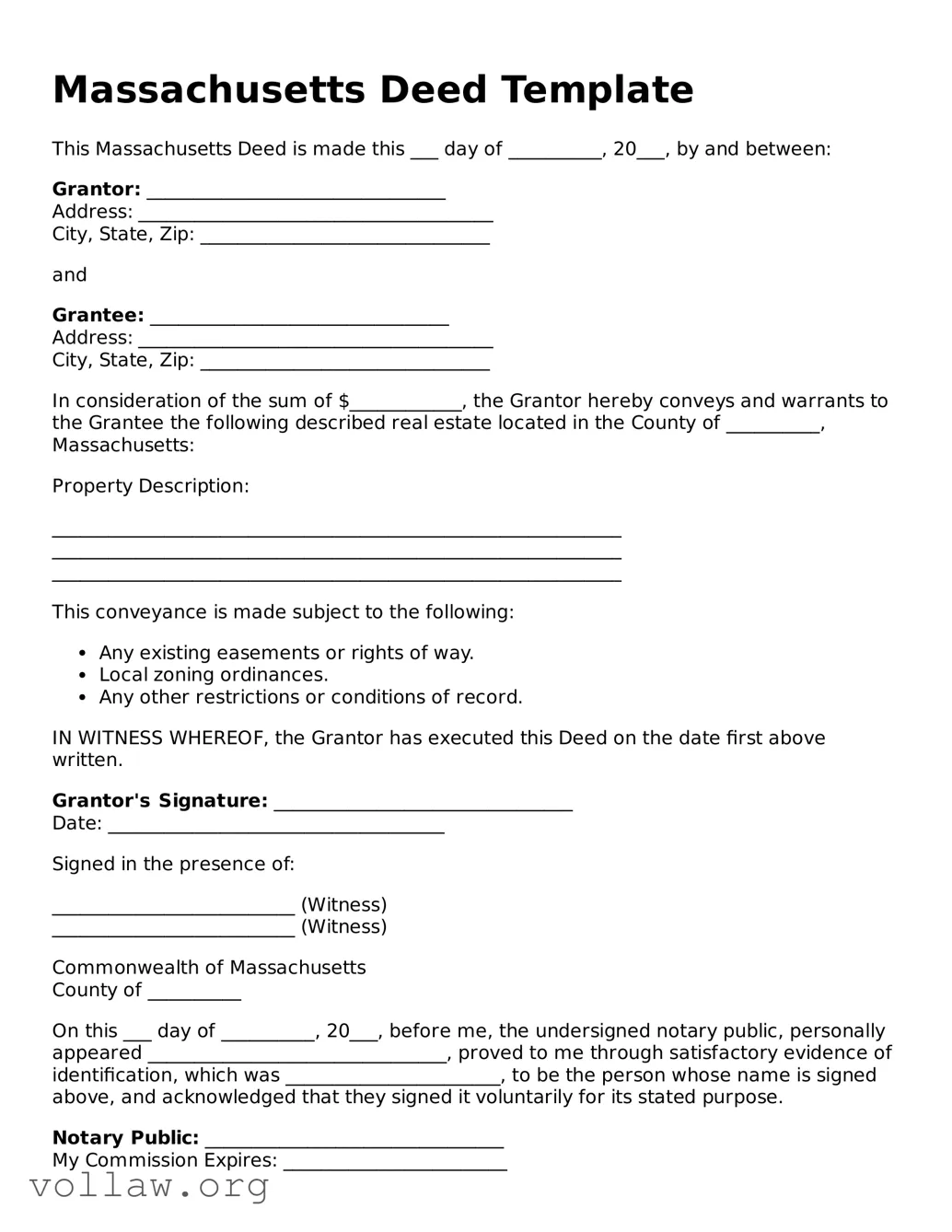 Attorney-Verified  Deed Form for Massachusetts