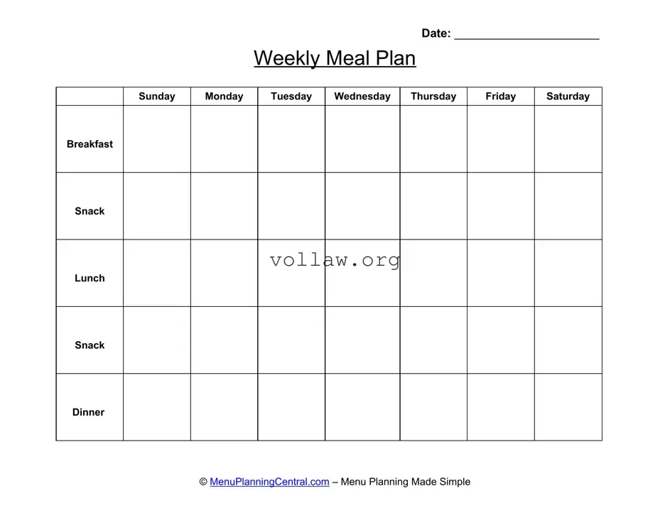 Menu Planner Template