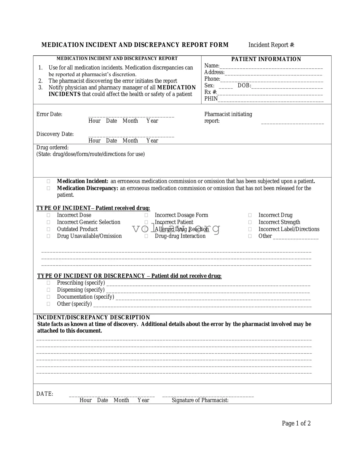 Medication Error Template