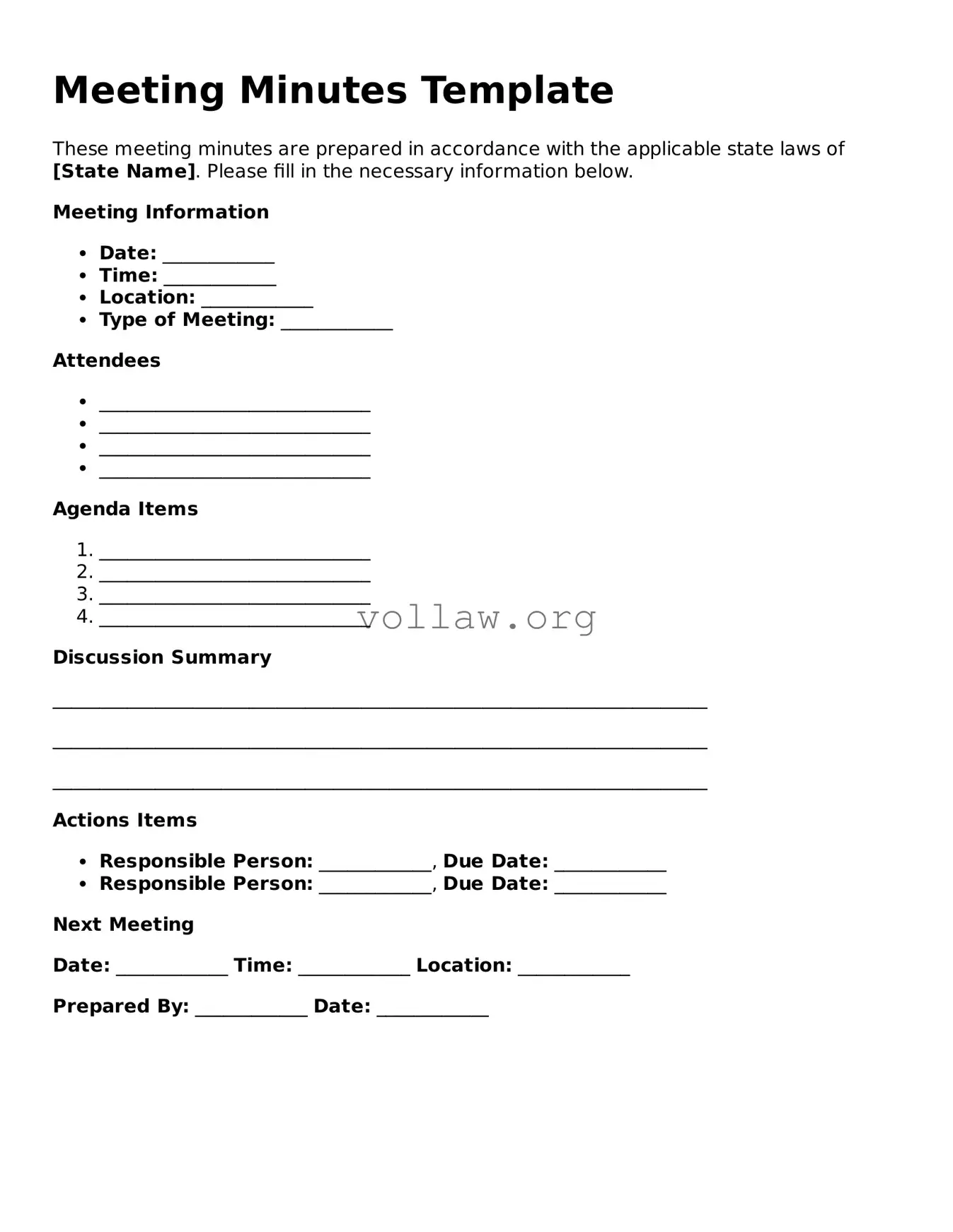 Free Meeting Minutes Form