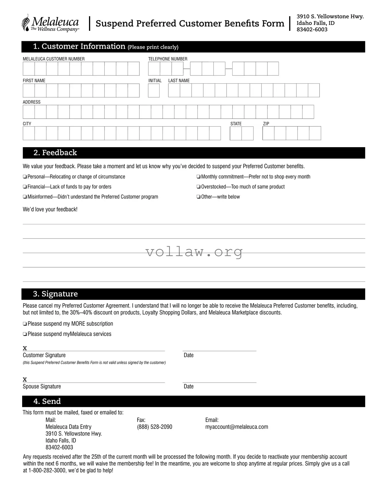 Melaleuca Cancellation Template