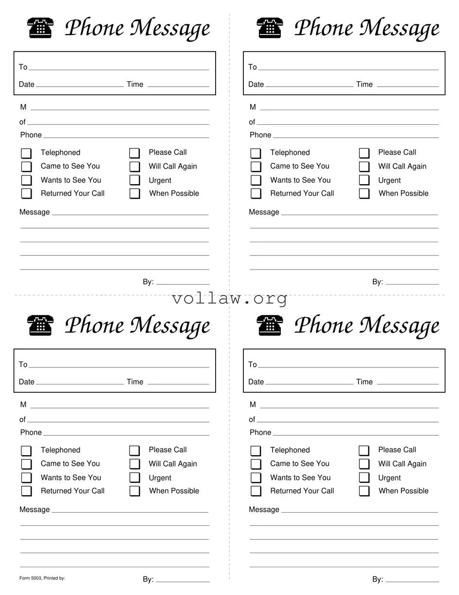 Phone Message Slips Template