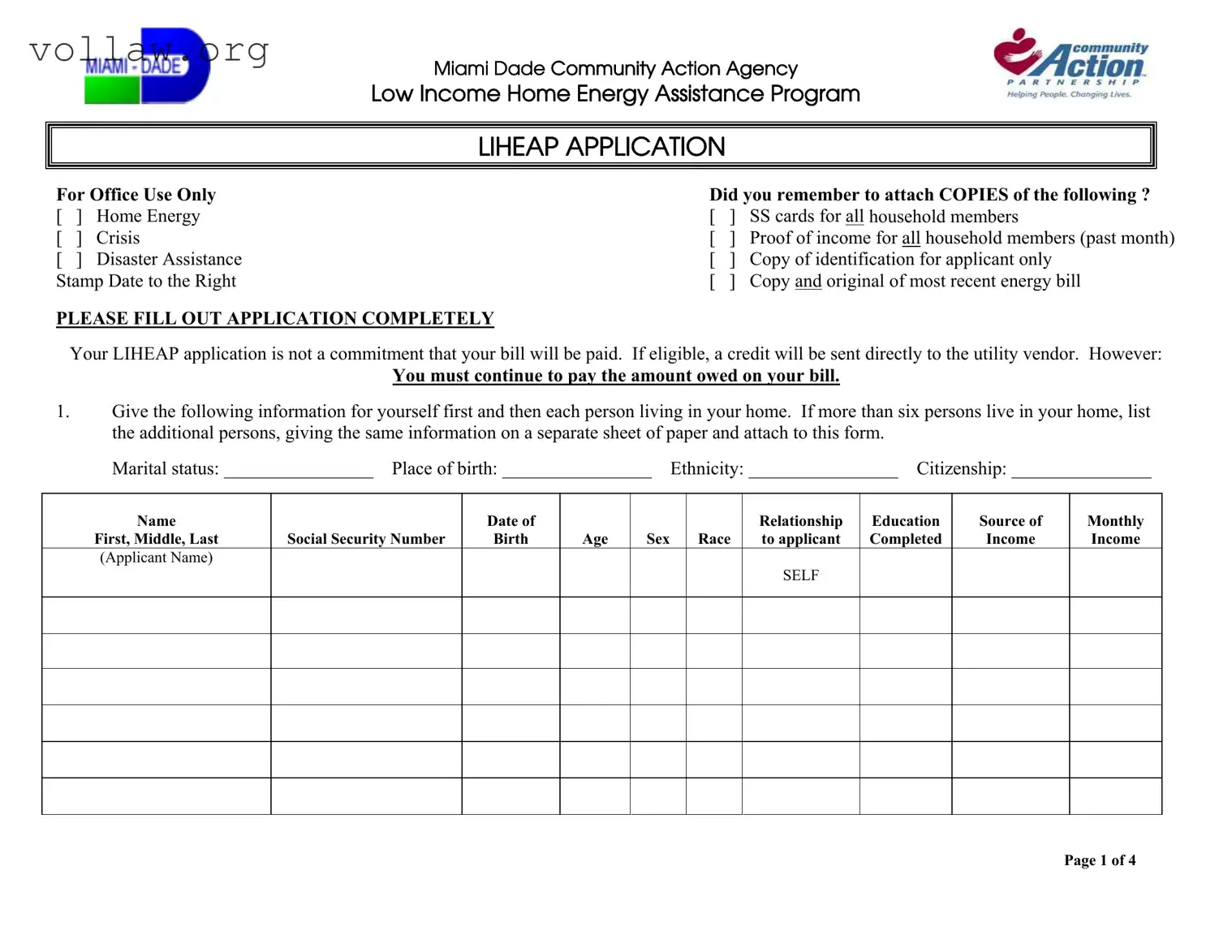 Fl Miami Liheap Application Template