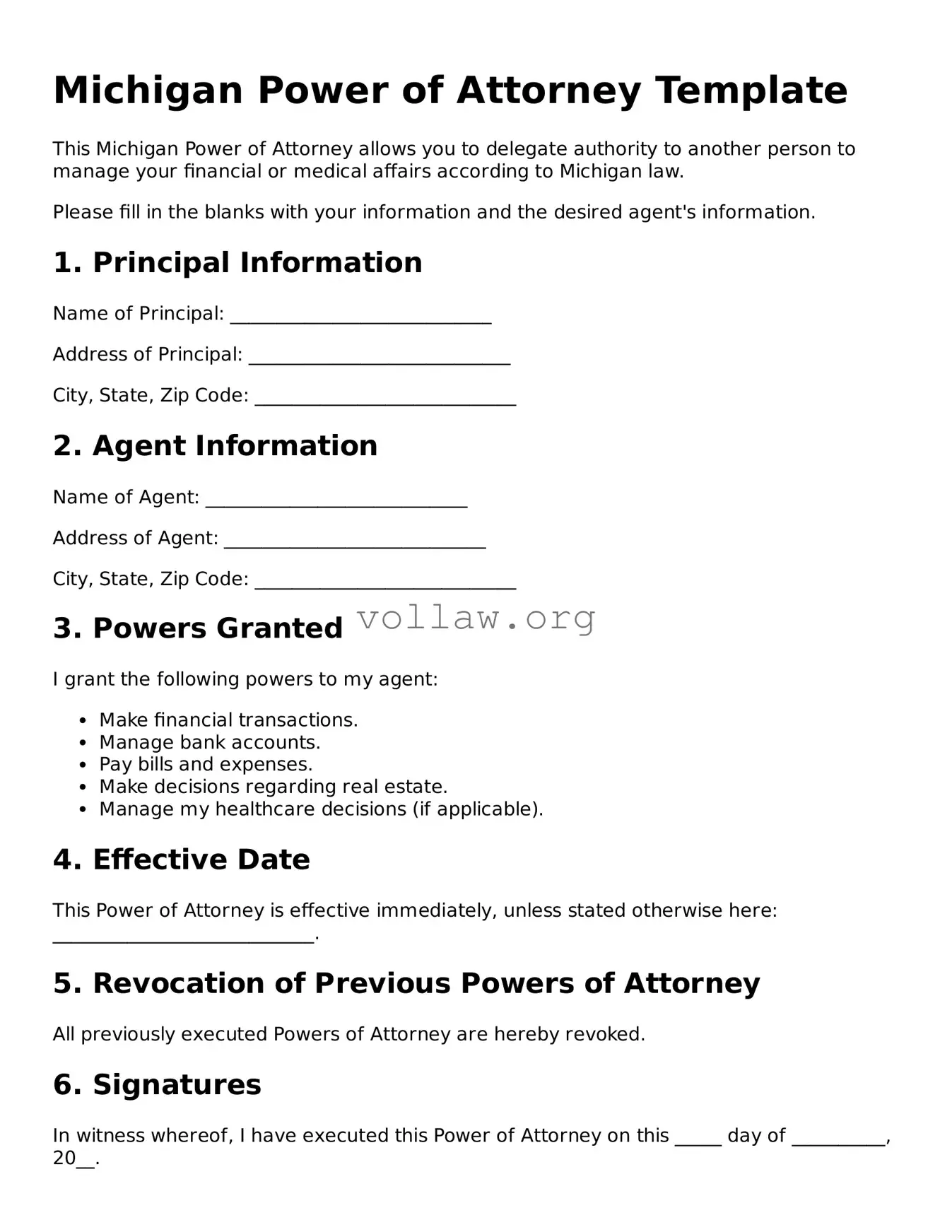 Attorney-Verified  Power of Attorney Form for Michigan