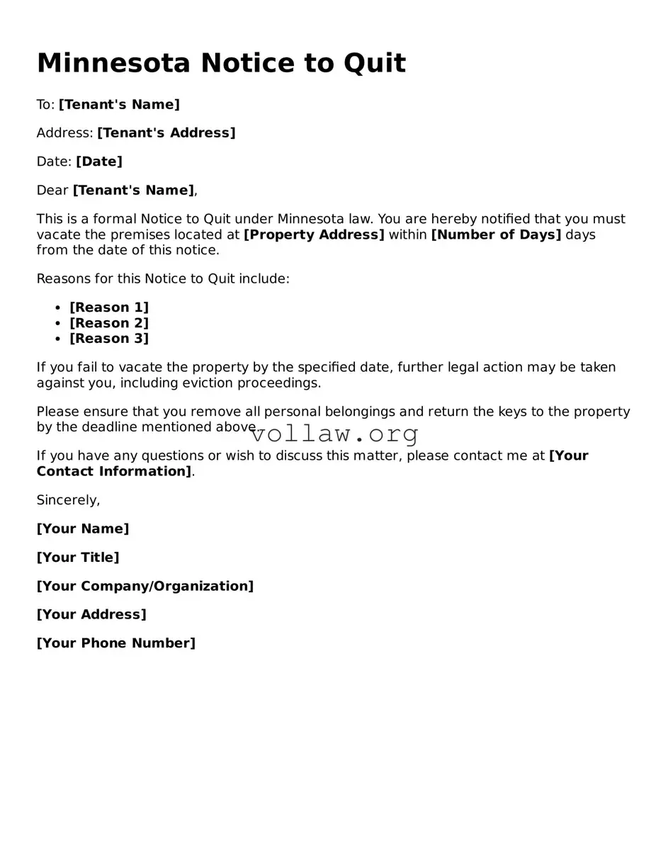 Attorney-Verified  Notice to Quit Form for Minnesota