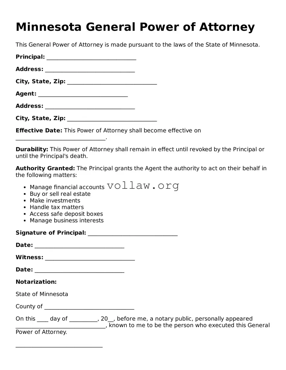 Attorney-Verified  General Power of Attorney Form for Minnesota