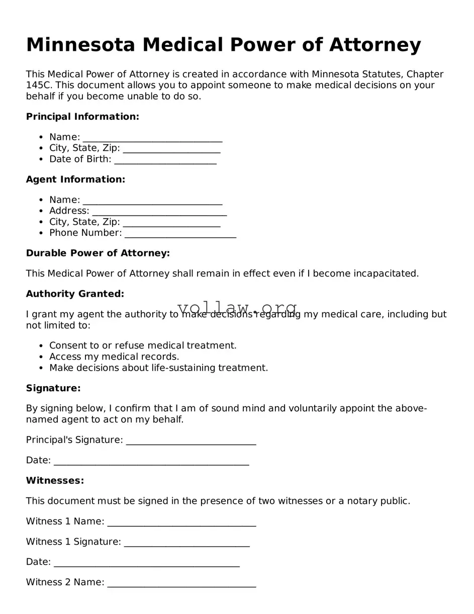 Attorney-Verified  Medical Power of Attorney Form for Minnesota