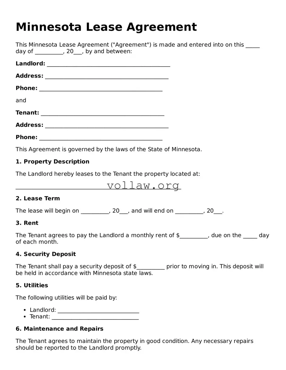 Attorney-Verified  Lease Agreement Form for Minnesota