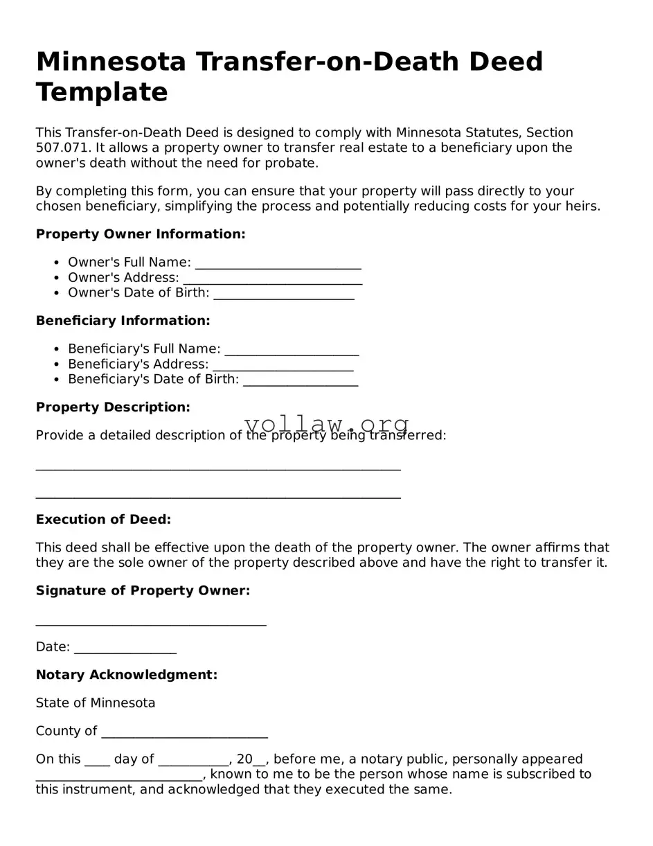 Attorney-Verified  Transfer-on-Death Deed Form for Minnesota