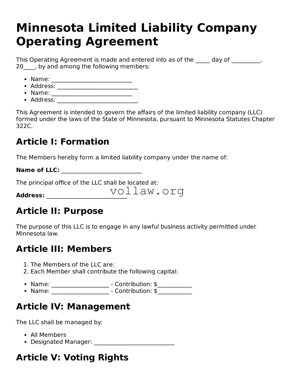 Attorney-Verified  Operating Agreement Form for Minnesota