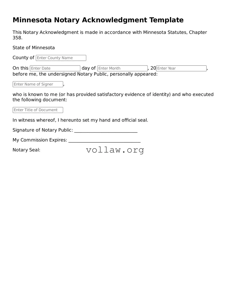 Attorney-Verified  Notary Acknowledgement Form for Minnesota