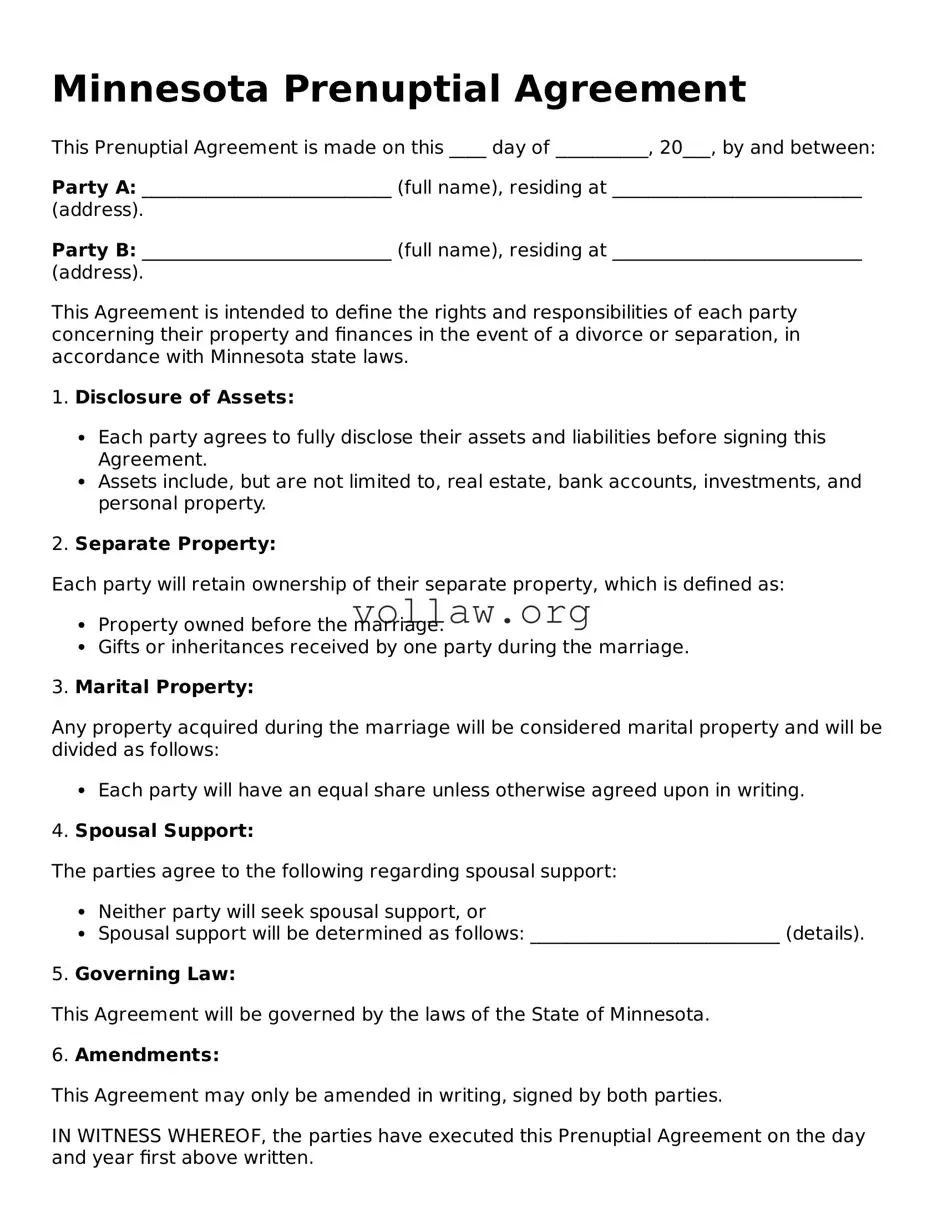 Attorney-Verified  Prenuptial Agreement Form for Minnesota
