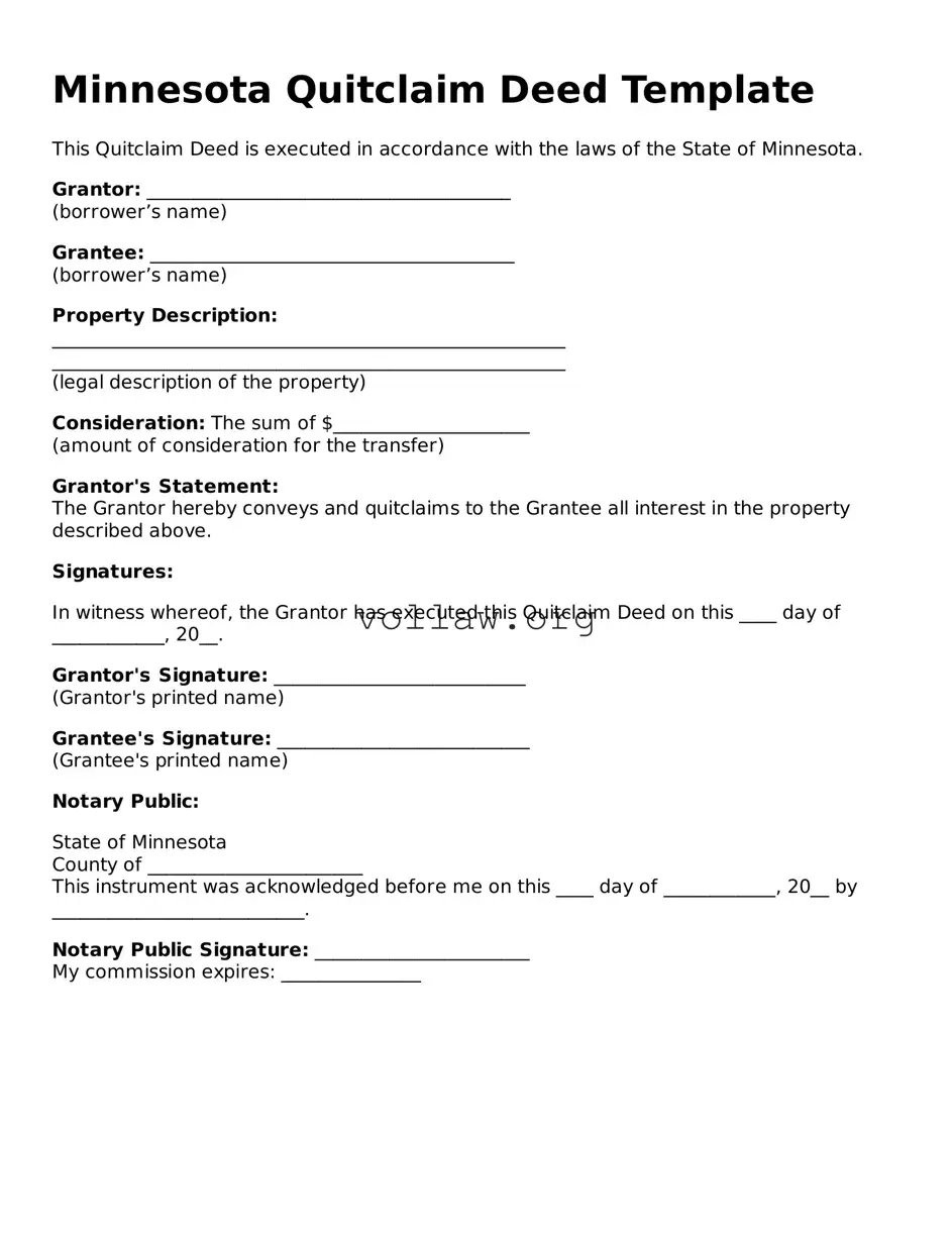 Attorney-Verified  Quitclaim Deed Form for Minnesota