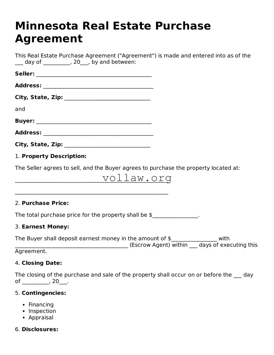 Attorney-Verified  Real Estate Purchase Agreement Form for Minnesota