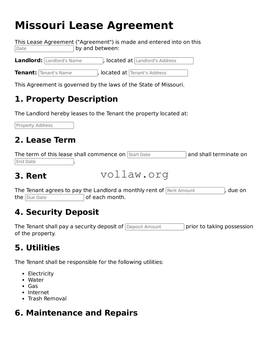 Attorney-Verified  Lease Agreement Form for Missouri