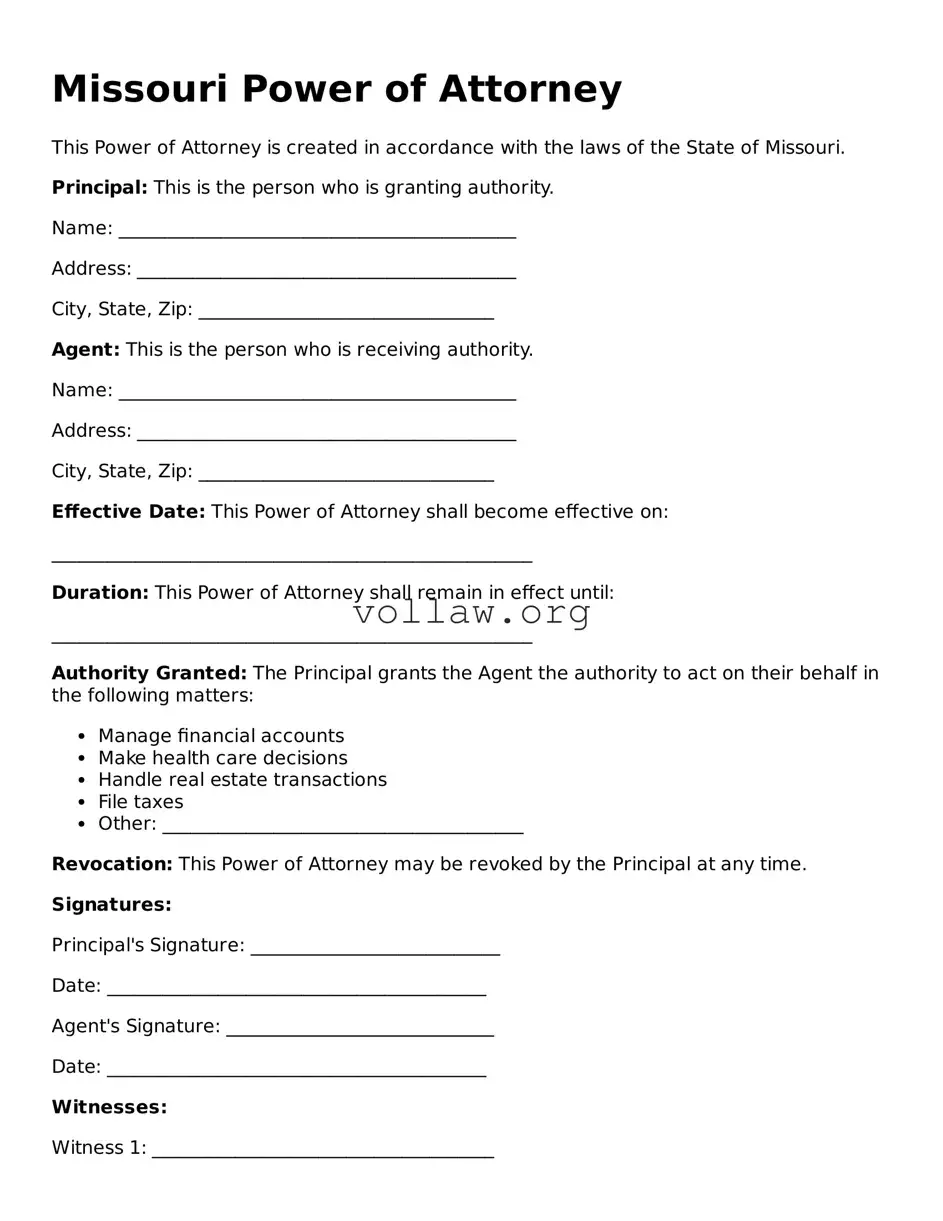 Attorney-Verified  Power of Attorney Form for Missouri