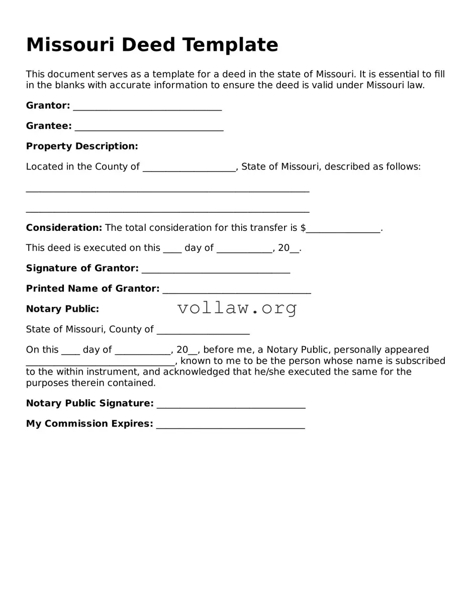 Attorney-Verified  Deed Form for Missouri