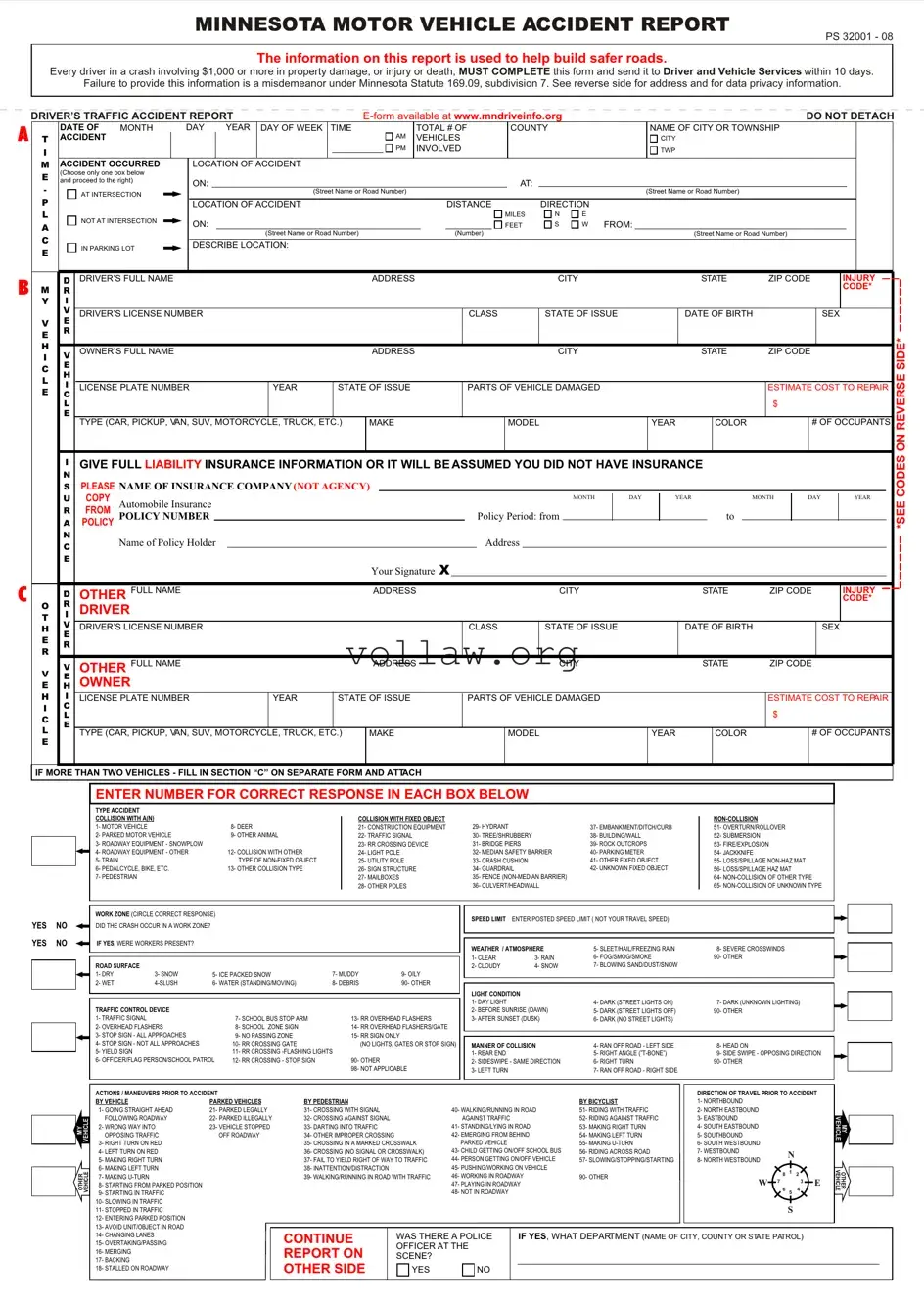 Minnesota Accident Report Template