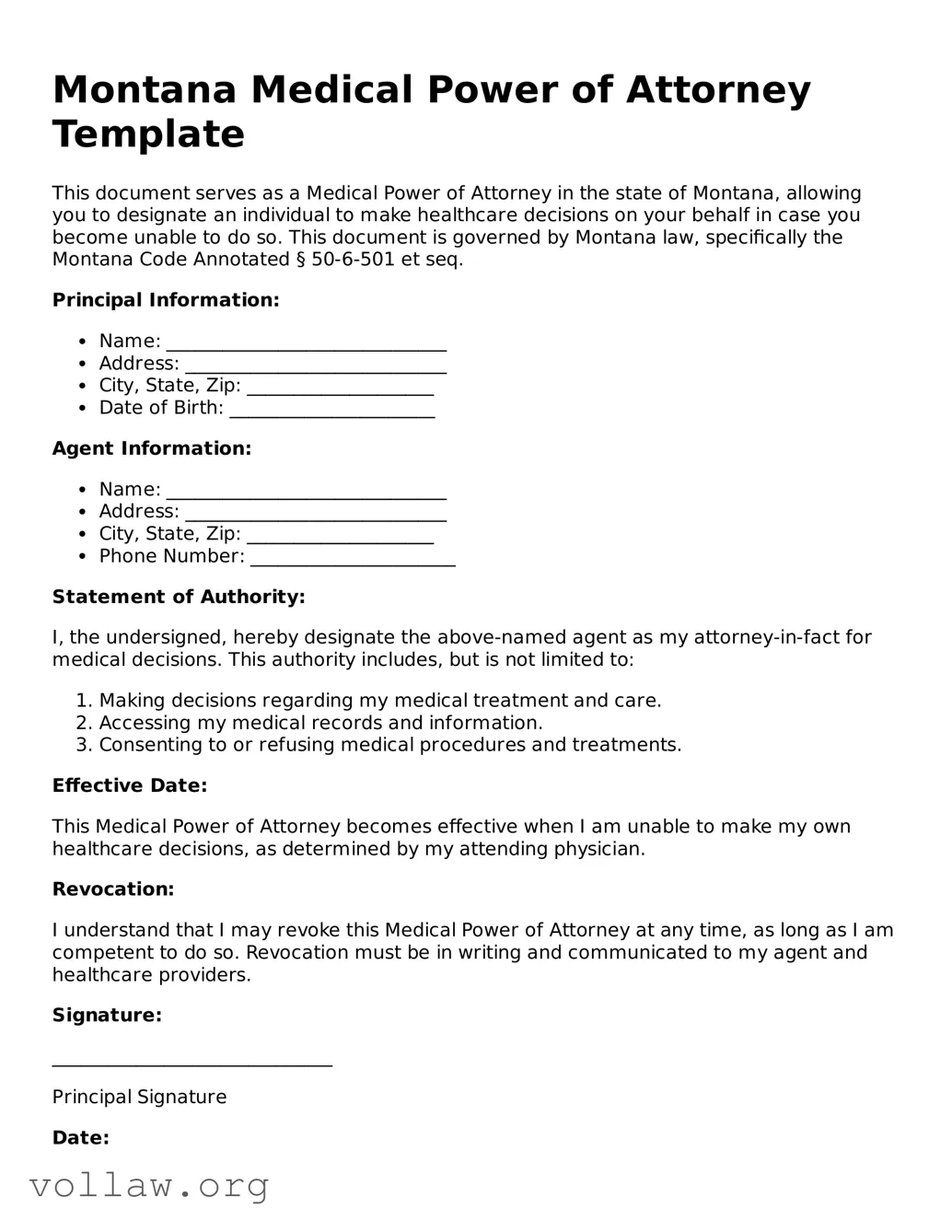 Attorney-Verified  Medical Power of Attorney Form for Montana