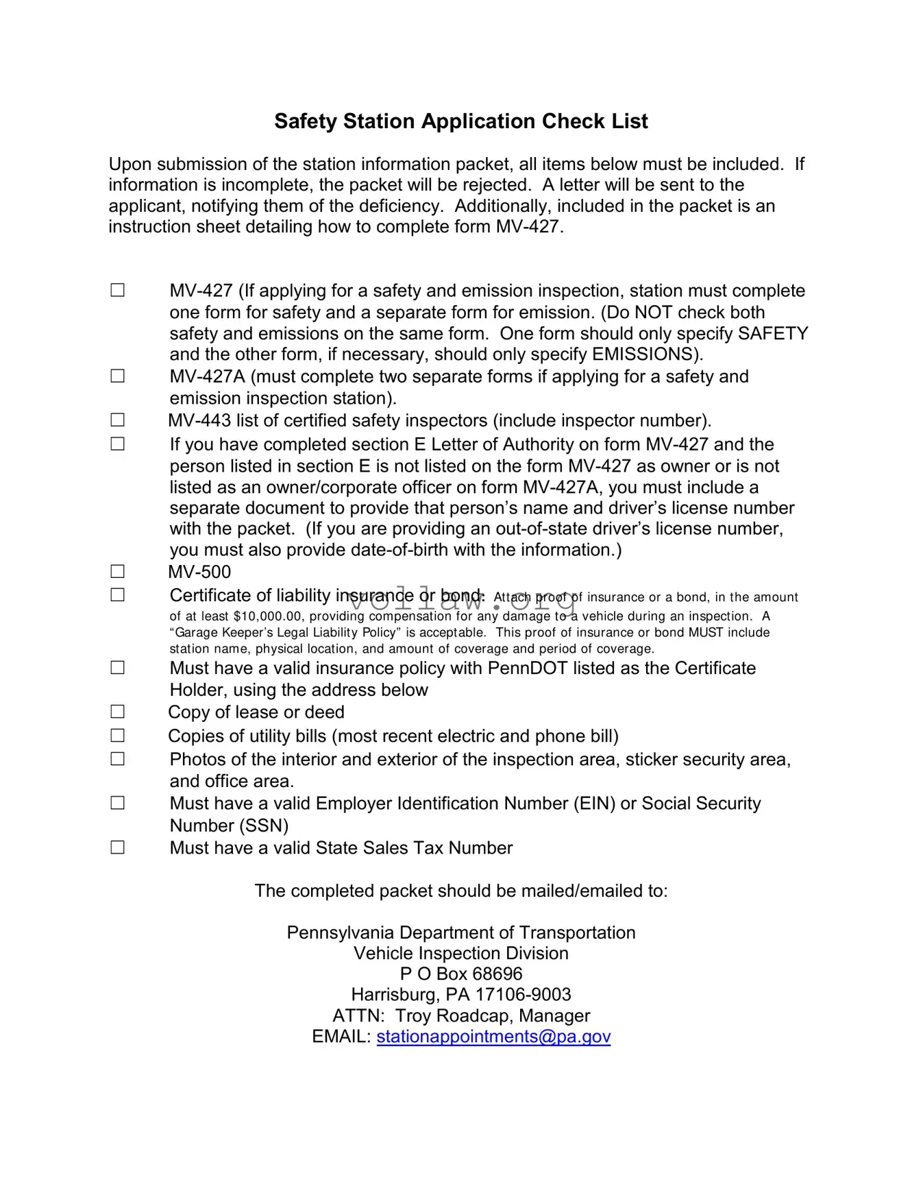 Mv 427 Penndot Template