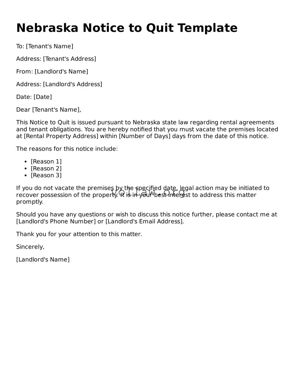 Attorney-Verified  Notice to Quit Form for Nebraska