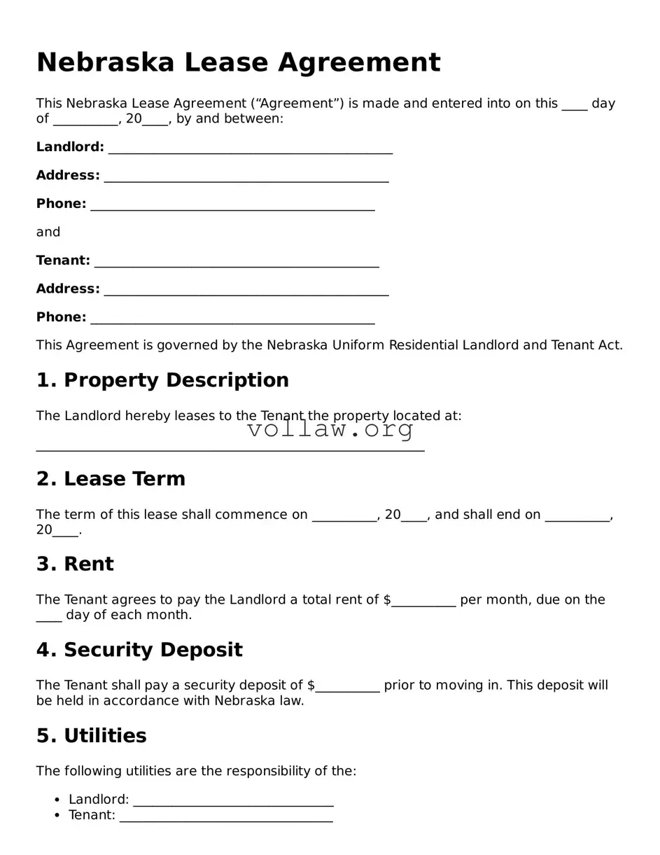Attorney-Verified  Lease Agreement Form for Nebraska