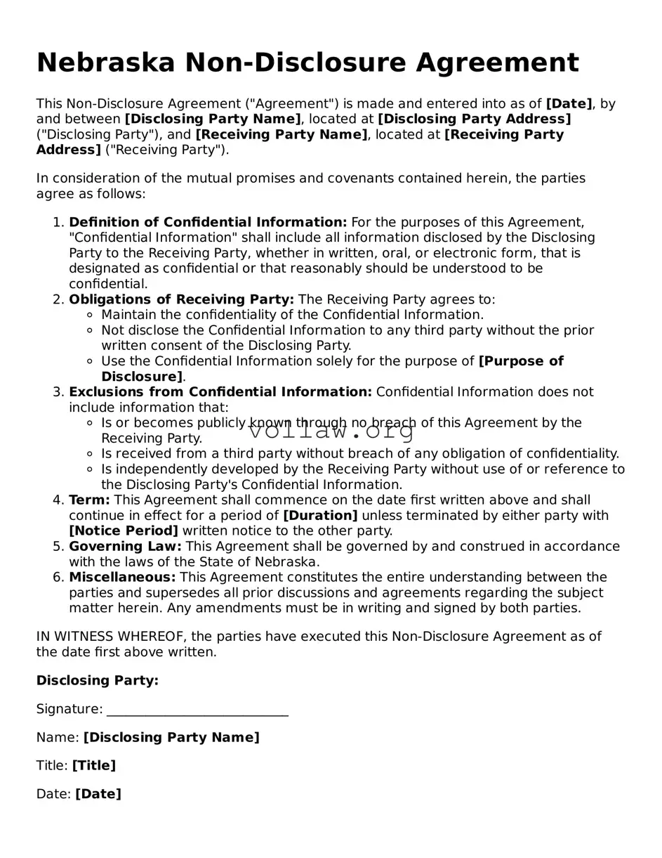 Attorney-Verified  Non-disclosure Agreement Form for Nebraska
