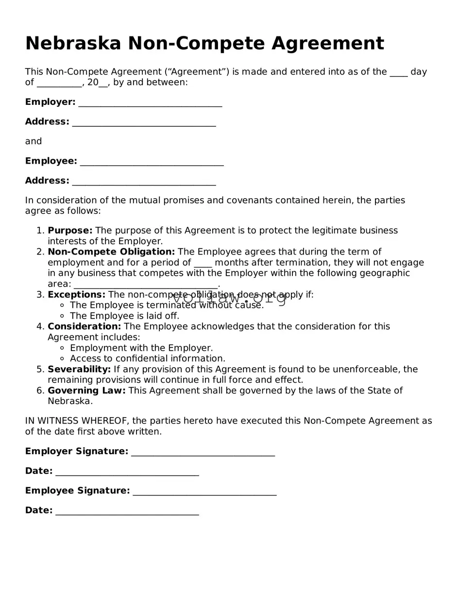 Attorney-Verified  Non-compete Agreement Form for Nebraska