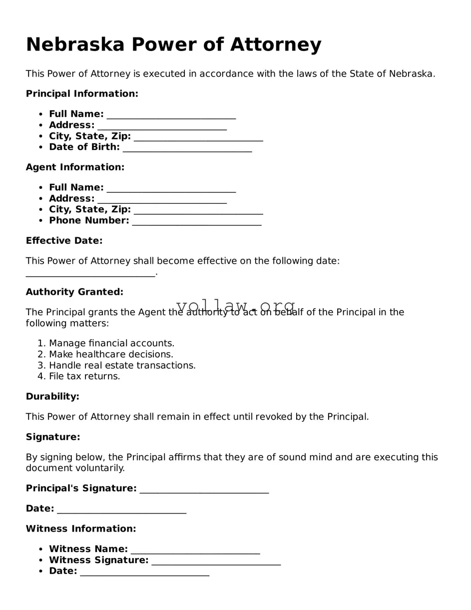 Attorney-Verified  Power of Attorney Form for Nebraska