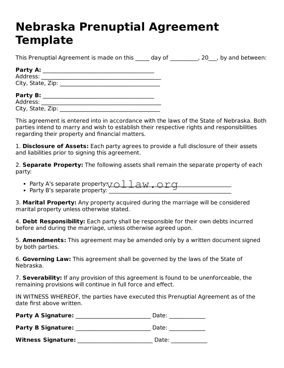 Attorney-Verified  Prenuptial Agreement Form for Nebraska