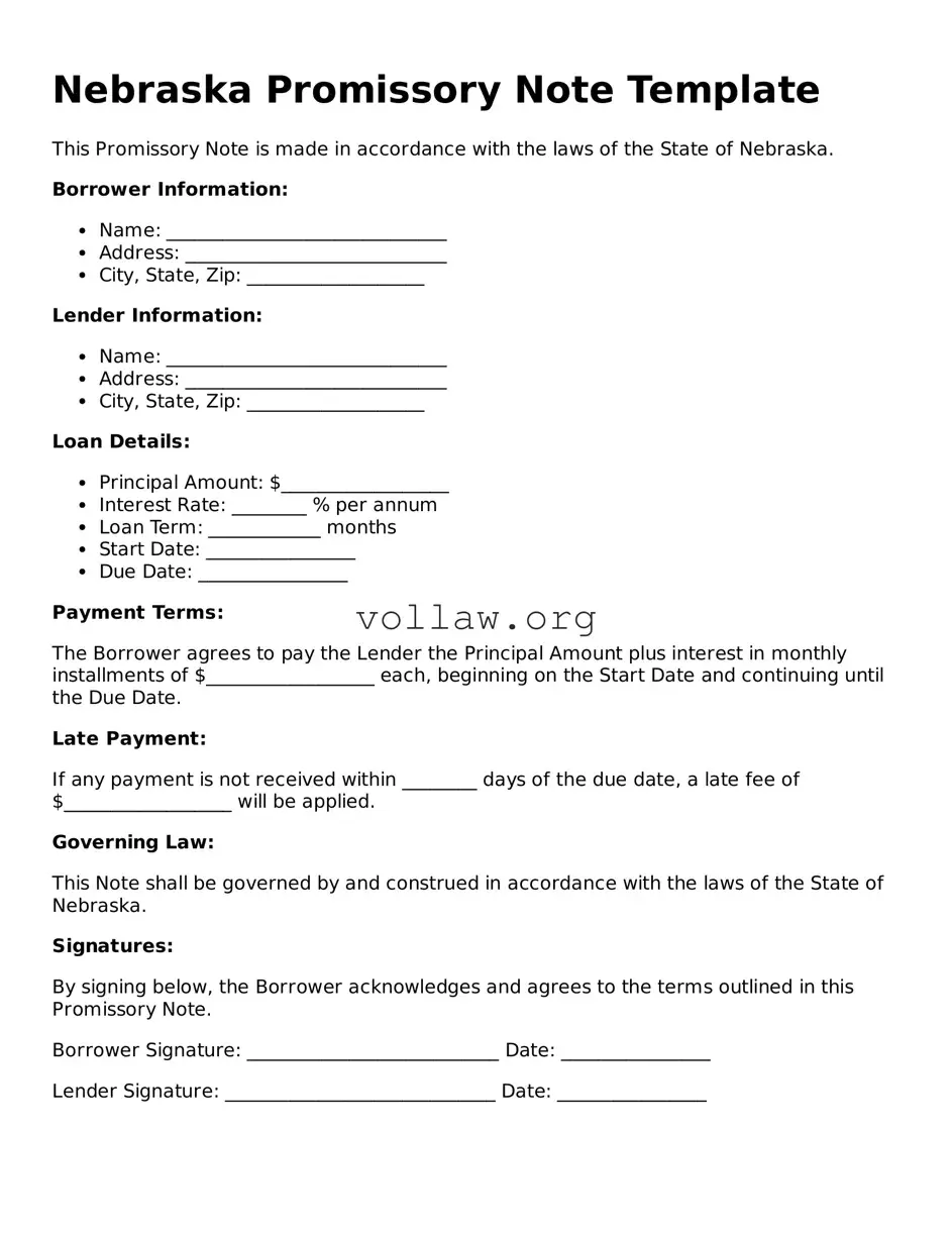 Attorney-Verified  Promissory Note Form for Nebraska